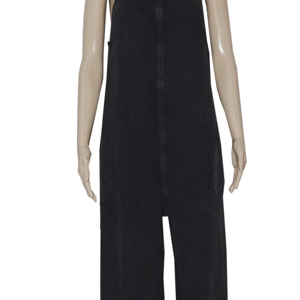 Free People Black Wide-Leg Jumpsuit Overalls - Picture 2 of 3